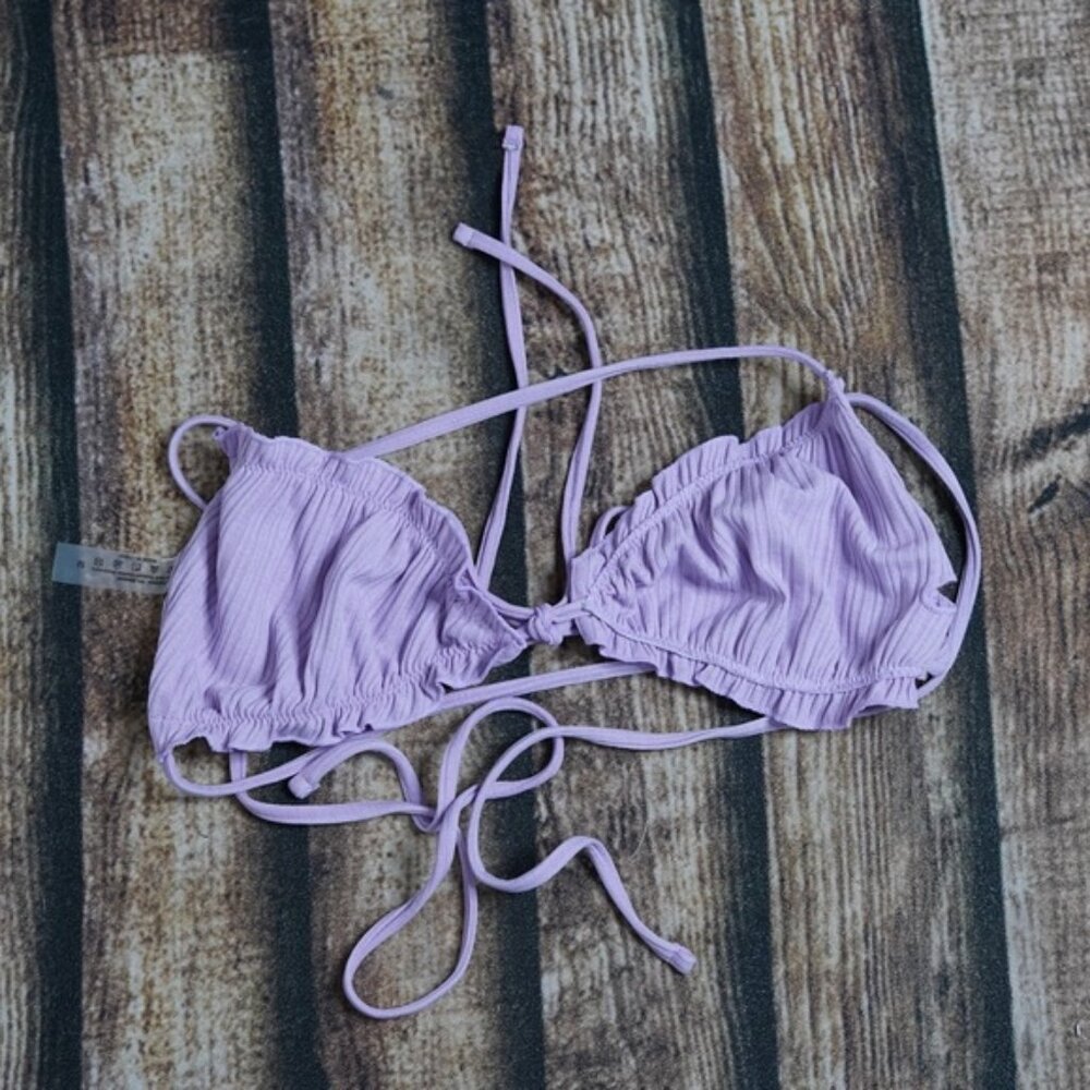 30 Lilac Purple Strappy Bikini Top Size Medium